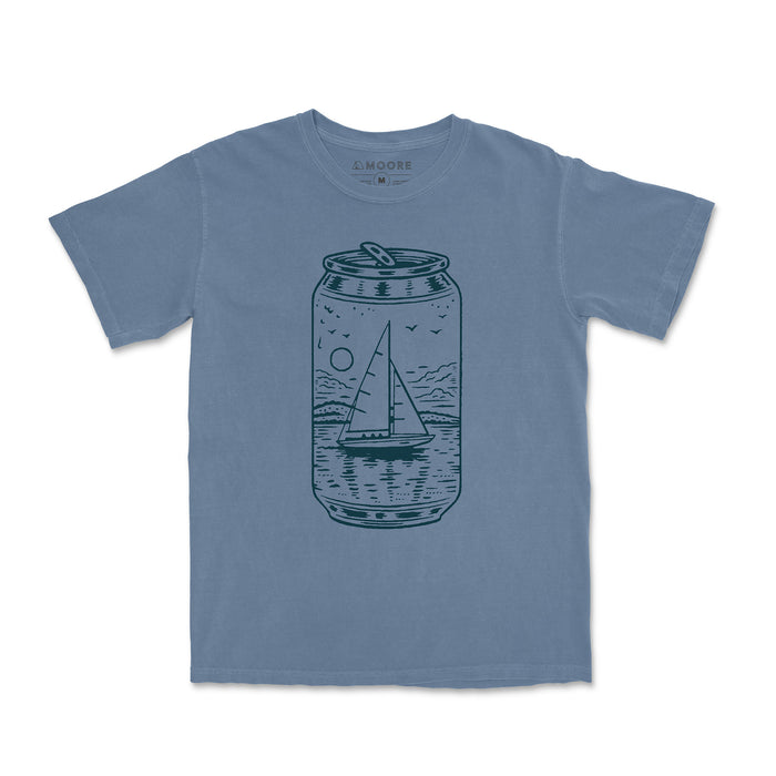 Sailboat Can Tee-Vintage Blue 