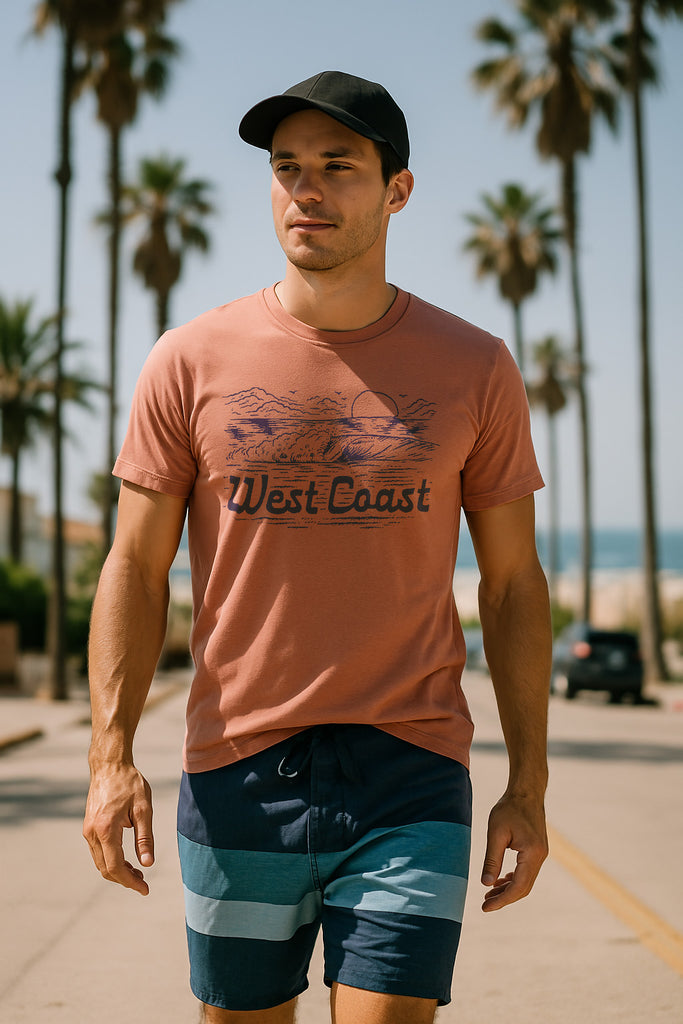West Coast Wave Tee-Terracotta 