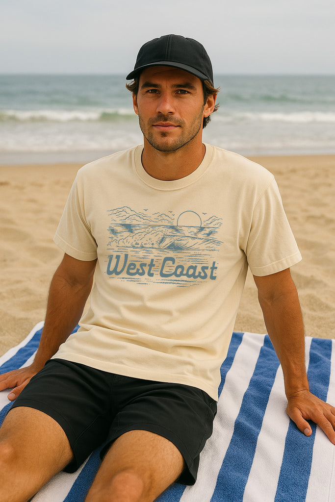 West Coast Wave Tee-Vintage Ivory