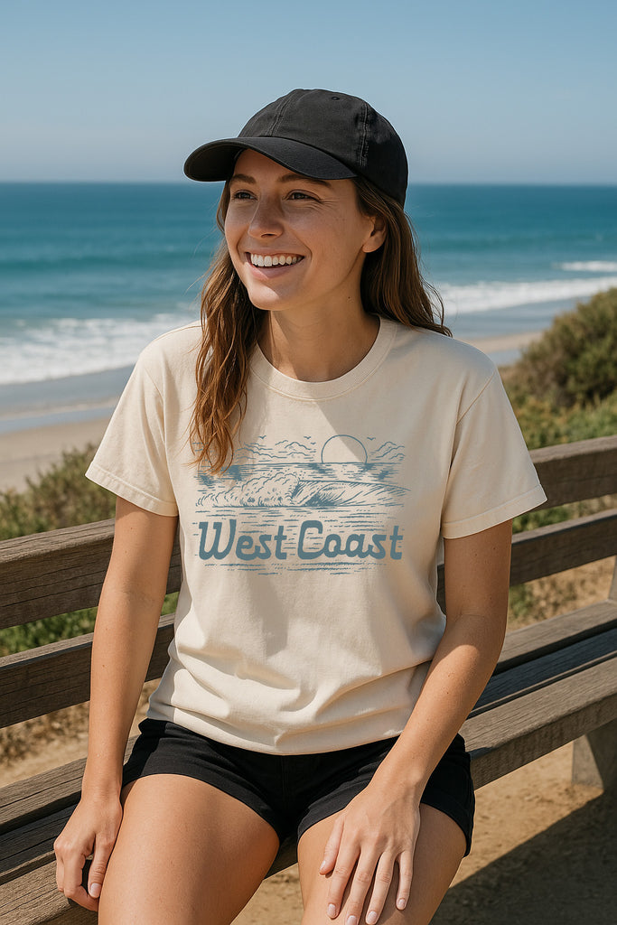 West Coast Wave Tee-Vintage Ivory