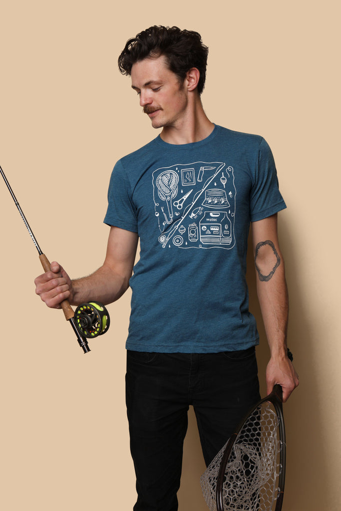 Fishing Gear Tee-Steel Blue