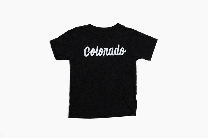 Kids Colorado Script Tee-Charcoal